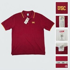 New USC Trojans Polo Shirt XXL Cardinal Red Gold Collegiate Campus Drive NWT